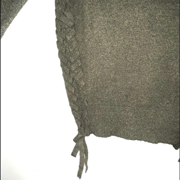 Garage Olive Green Braided Lace-up Side Knit Plush Sweater Small Women’s - Picture 5 of 11